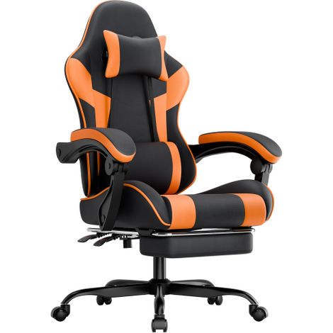 Chaise Gaming : Chaise de jeu ergonomique avec soutien lombaire, chaise de bureau respirante en cuir PU, chaise d'ordinateur confortable, capacité de charge de 200 kg, hauteur d'assise et dossier régl