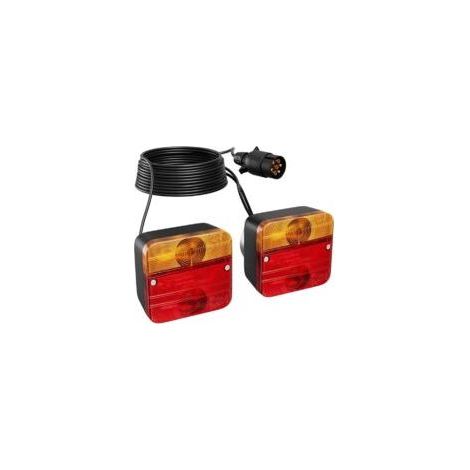 Feux de remorque avec câble de 7 mètres, feux arrière de remorque 12 V à 7 broches, certifiés E-Mark, adaptés aux voitures, camions, camping-cars, bateaux, fourgonnettes et à l'éclairage arrière. (1/2)
