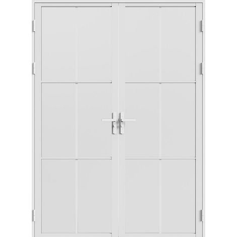 Bloc porte réversible à deux battants en aluminium et verre dépoli - 2 x H204 x L73 cm - Blanc - SEROTO