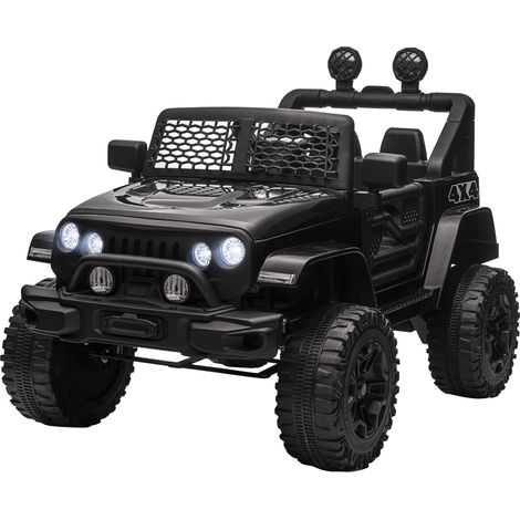 Voiture Électrique Enfant 12V avec Télécommande, Phares, Klaxon, Noir 100x64,2x71 cm