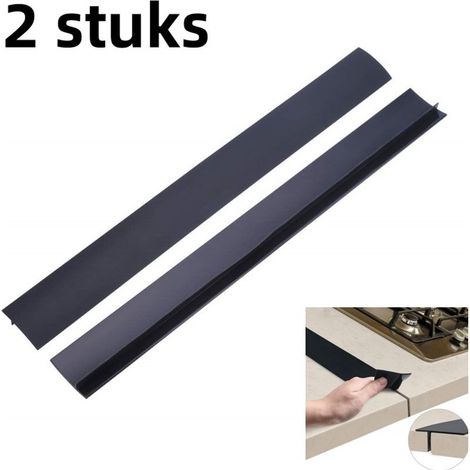Pack of 2 high-temperature silicone sealing strips with T-shaped, water-repellent heating element, black (1/5)