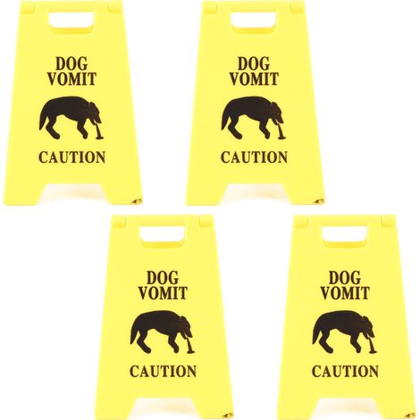 Lot de 4 panneaux humoristiques alerte vomi chien en ABS imprimé 3D résistant durable déco polyvalente pour maison bureau classe (1/5)