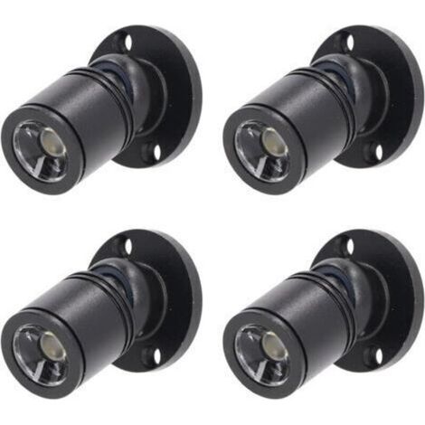 Spot LED miniature à encastrer dans le plafond, 1 W, avec alimentation CA 100–265 V, adapté aux maisons, armoires à vin, vitrines à bijoux, salons et placards, lot de 4 pièces [classe énergétique A+],