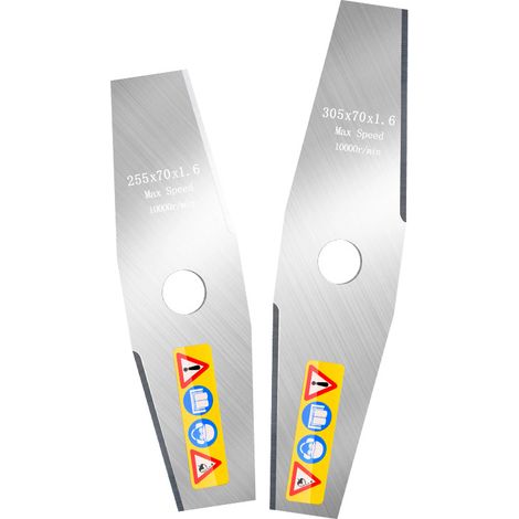 Lame de Tondeuse à Gazon 305mm et 255mm, Acier au Manganèse Type Droite, Compatible Tondeuse Électrique Sans Fil Lithium, Épaisseur 1,6mm, Trou 25,4mm, Accessoire de Coupe Durable-x