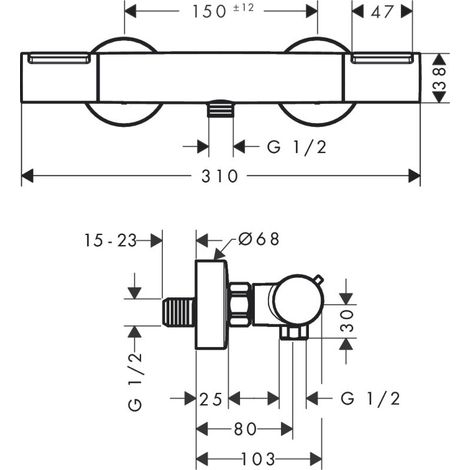 Hansgrohe 13346340 Thermostat Ecostat Élément
