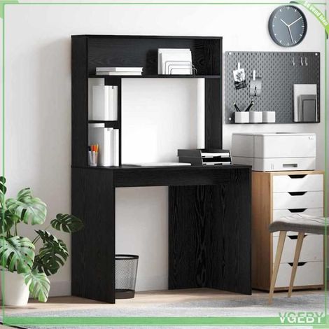 Bureau - ABI - Chêne noir - Bois d'ingénierie - 2 étagères - 91 x 50 x 149 cm (1/5)