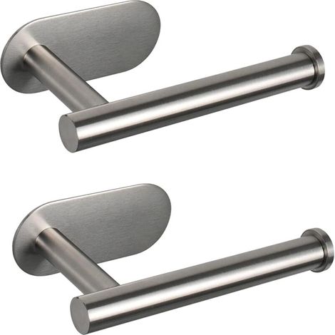 Selbstklebender Toilettenpapierhalter, Edelstahl, silberfarben, kein Bohren erforderlich, für Bad, Küche und Waschküche, 2er-Set