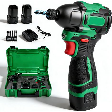 150Nm Perceuse Visseuse Sans Fil 16,8V avec 2 Batteries 2.0Ah, Lumières LED (1/5)