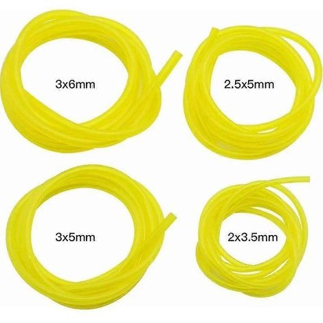 Lot de 4 tuyaux d'essence de 1,5 m de long, transparents et jaunes, pour outils de jardin, souffleurs, tondeuses, tronçonneuses et accessoires de tondeuses à gazon. (1/5)