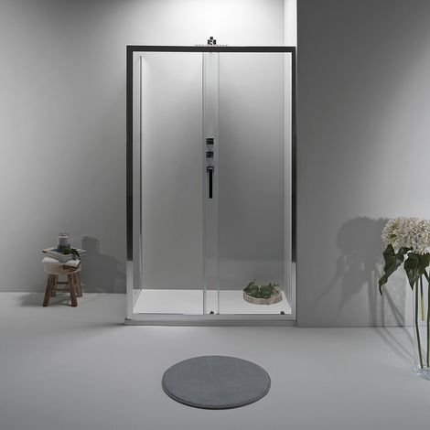 BOX DOCCIA ELITE ANGOLARE 80x160 CM SCORREVOLE CON LATO FISSO TRASPARENTE (1/5)