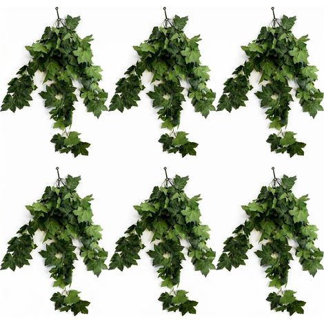 Pack of 6 x 70cm Artificial Trailing Grape Ivy Plant Faux Hanging Foliage - Green - Premium Quality (1/5)