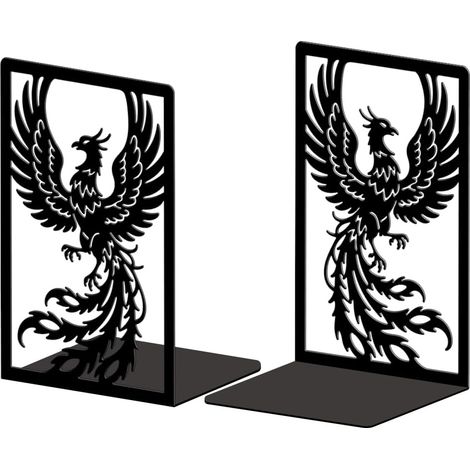 Lot de 2 Serre-Livres Métal Phénix Décoratif (1/5)
