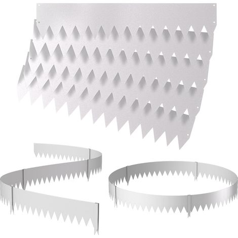 Jiubiaz Rasenkante mit Spitzen Metall 100 x 20 cm 10m Beeteinfassung Mähkante Verzinkt Wegbegrenzung Beetumrandung Palisade inkl. Handschuhe Silber