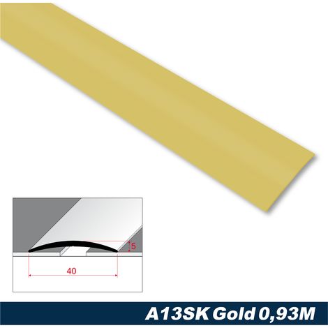 Übergangsprofile aus Aluminium, langlebig & rostfrei als Übergangsleiste von Bodenfugen & Dekoration (A13SK - 0.93M / 40x5mm, Gold)