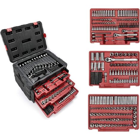Werkzeugkoffer 450tlg. Steckschlüsselsatz mit Ratschen und Bits, 1/2", 1/4", 3/8" (1/5)