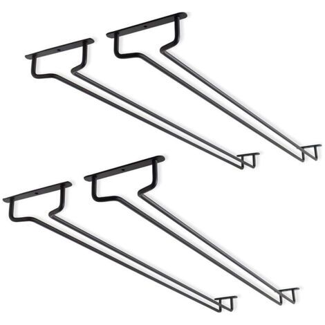 Lot de 4 supports pour verres à vin sous armoire de 15,7 pouces - Support en métal pour verres à vin - Support pour verres à vin - Pour mini bar, rangement de cuisine - Noir (1/5)