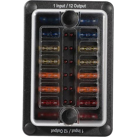12-fach Sicherungsblock, ATC/ATO-Flachsicherungsblock-Halterkasten, mit Warn-LED-Anzeige/wasserdichter Abdeckung/Fr