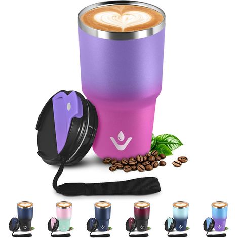 Mug Isotherme 600ml 20oz, Thermo Café Réutilisable Acier Inoxydable 304, sans BPA, Tasse à café Double Paroi, Tumbler Gobelet Isotherme pour École, Sport, Bureau, Gym, Yoga, Camping, Randonnée (1/5)
