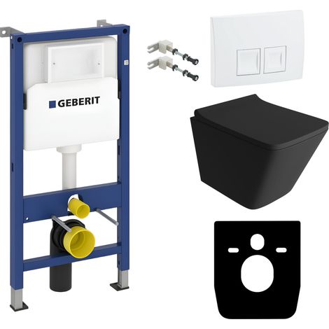 GEBERIT WC Set mit Vorwandelement, Wand-WC und Spülknopf