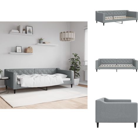 Tagesbett Hellgrau 90x200 cm Stoff - Schlafsofa - Bett - Tagesbett - Gästebett - Wohnzimmermöbel (1/5)