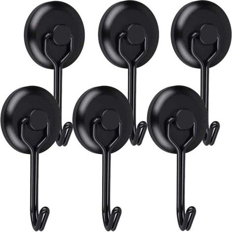 Crochet Aimanté Puissant Crochet Magnetique Frigo Noir Néodyme Pivotants Aimant Crochet Magnétique Crochets Aimantés Magnétiques pour Cuisine Torchon Tableau 6pcs