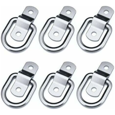 Set di 6 anelli di fissaggio resistenti per montaggio, fissaggio, cinghie, ancoraggio, aggancio, aggancio, fissaggio a rimorchio, con due moschettoni, lunghi 4 mm e 100 pollici (39,37 pollici).