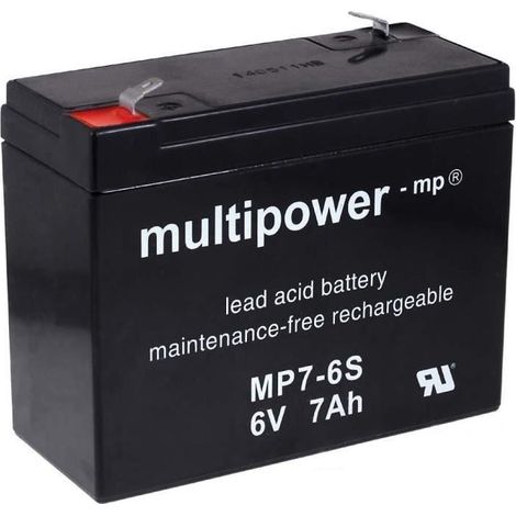 Batterie au plomb - POWERY - MP7-6S - 6V - 7Ah - Noir (1/3)