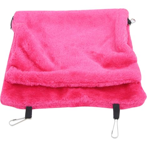 Hamac suspendu deux couches pour petits animaux de compagnie, doux et confortable, avec crochet, pour hamster, planeur de sucre, rose rouge, taille L (1/5)