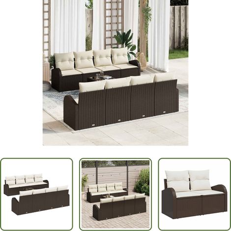vidaXL Poly-Rattan - Gartensofa-set Braun 55 x 55 x 37 cm Poly-Rattan