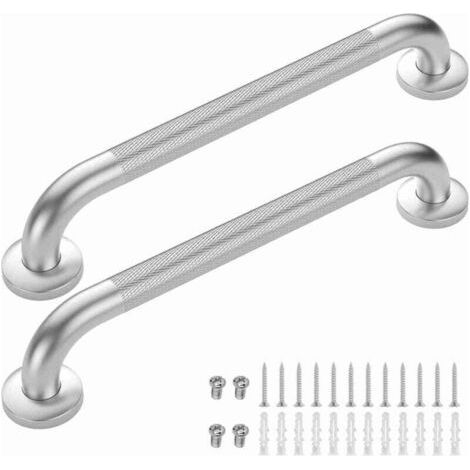 Lot de 2 poignées de douche antidérapantes en acier inoxydable de 45,7 cm pour baignoires et douches. Poignées de salle de bain pour personnes âgées et handicapées. (1/4)