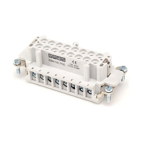 Inserto hembra para tapa metálica de 16 pines o 32 pines (pines 1-16), 16 A T0-EB016CP00 (1/4)