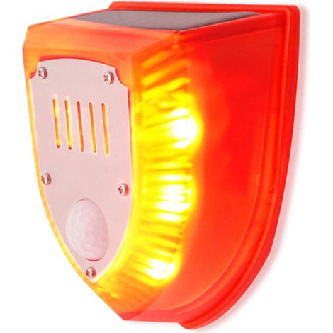 Détecteur de Mouvement Solaire 110DB avec Alarme Sonore et Lumineuse, Flash LED Avertissement pour Sécurité Maison Ferme Villa