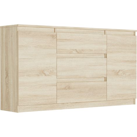 Kommode mit Schubladen und Schränken Sonoma, 140 x 40 x 76 cm - Modern R140S3 (1/5)