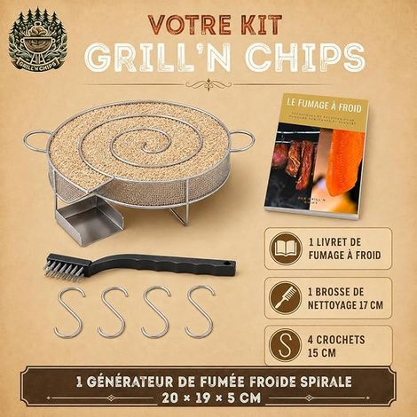 Serpentin/Générateur Fumée Froide Fumoir - Acier Inoxydable (1/4)