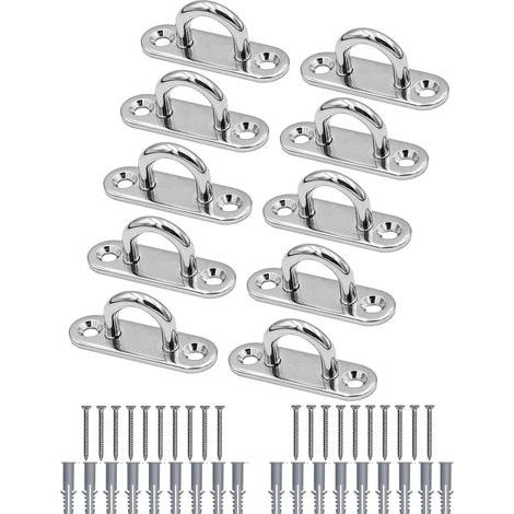 Piastra ad occhiello in acciaio inox con passacavo, set di 10 ganci da soffitto, ganci da parete, accessori per barche (1/5)