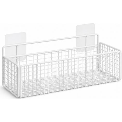 White No-Drill Bathroom Wall Shelf 36 cm (1/5)
