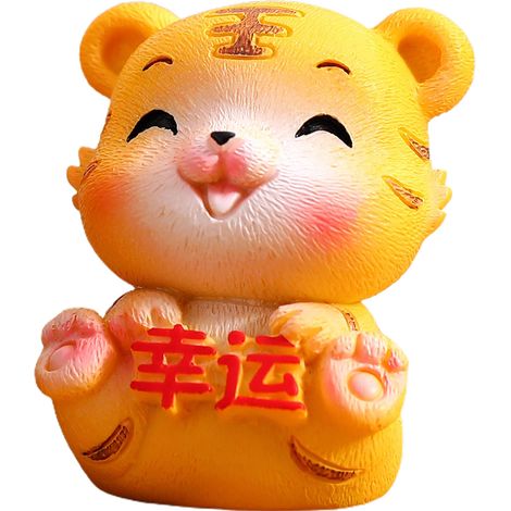 Figurine Électronique Nouveau Année Tigre Résine 2022 4,5x4,5x5cm Jaune Unique (1/5)