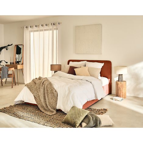 Bestmobilier – Lit coffre 140x190 cm – Tissu 100% polyester – Sommier à lattes inclus – Grand coffre de rangement 585L – Design contemporain