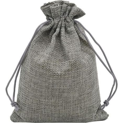 Pochettes Sachets en Lin Chanvre, Sac Toile de Jute avec Cordon de Serrage, Pochette Lin Réutilisable pour Mariages Bijoux la Fête Bricolage 20pcs 13x18cm (gris) (1/5)
