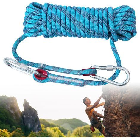10mm Corde d'escalade, 20m Corde d'escalade Statique, Statique Corde D'exploration, Corde D'extérieur pour Parachute De Secours pour La Randonnée l'escalade l'escalade