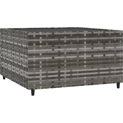 Table basse de jardin carré gris 50x50x30 résine tressée (1/5)