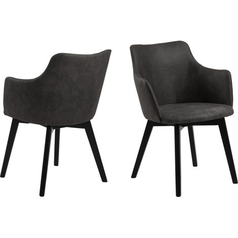 Bea Chaise de salle à manger avec accoudoirs, gris. (1/5)