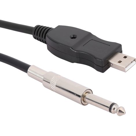 Câble USB pour Guitare Électrique - Connexion PC 3 mètres Noir - Câble Audio USB pour Instruments (1/5)