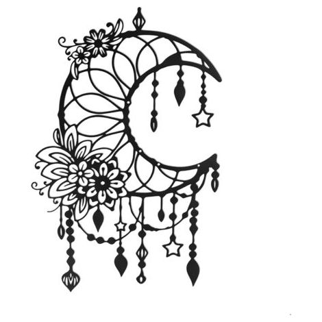Art Mural Noir en Métal, Motifs de Lune, De Fleurs et D'étoiles DéCoration Murale Ronde Silhouette Art, pour Cadeau Intérieures et Extérieures Jardin Maison Décoration(30x20cm) (1/5)