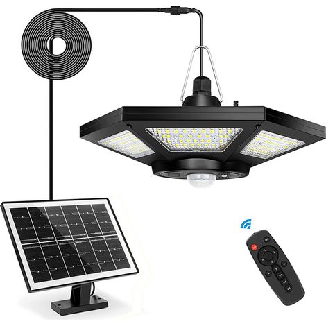 180 LED Lampe Solaire Intérieur Extérieur 1000LM Lampe Suspendue, 5 Modes Kit Eclairage avec Télécommande IP65 étanche pour Maison J (1/4)