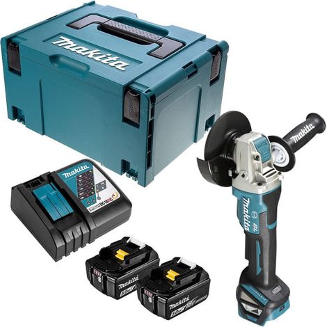 Makita – Meuleuse d'angle 18V LXT Ø125 mm avec 2 batteries 5,0 Ah – Moteur Brushless – Vitesse 8500 tr/min – Système anti kick-back - DGA519RTJ