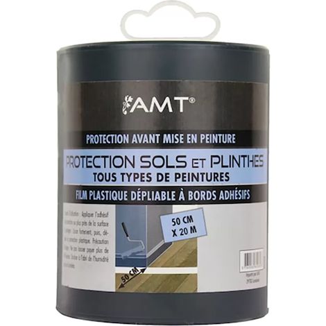 Film Plastique Dépliable de Protection À Bords Adhésifs Sols et Plinthes AMT - 50cmx20m (RO29)