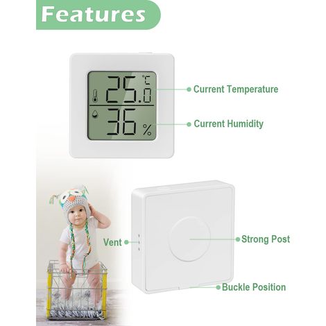 Termometro da interno Mini termometro da interno Igrometro digitale da interno ad alta precisione Temperatura interna Termometro per la stanza del bambino Termometro da interno per la casa per l'uffic (1/4)