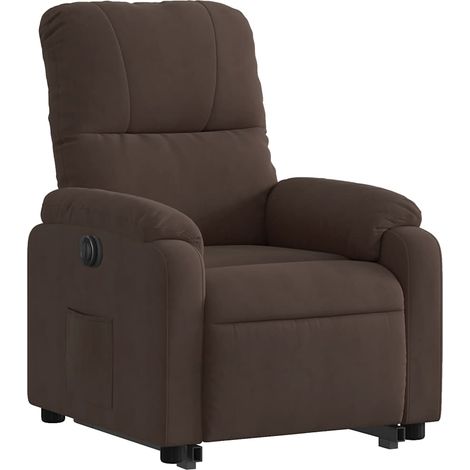 Fauteuil relax TV fonction de levage électrique très confortable en tissu microfibre marron DEC028457