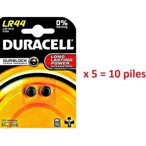 Pile Duracell LR44 alcaline lot de dix pour electronique